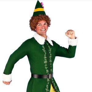 New Men's Medium Elf costume with Wig,  Jacket, hat, pants, belt & boot covers